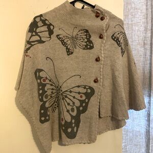 Anthropologie wool butterfly poncho one size EUC